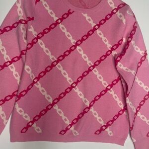 THML Pink and Cream Chain Pattern Sweater